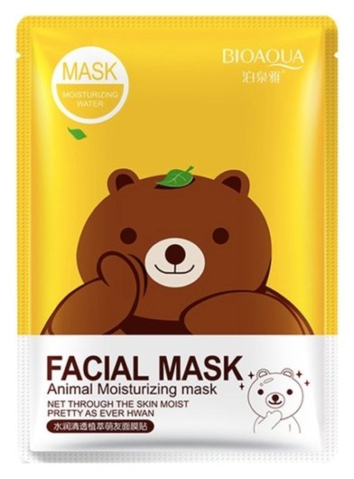 Тканевая очищающая маска для лица с экстрактом зелёного чая Медведь FASIAL ANIMAL MASK отзывы