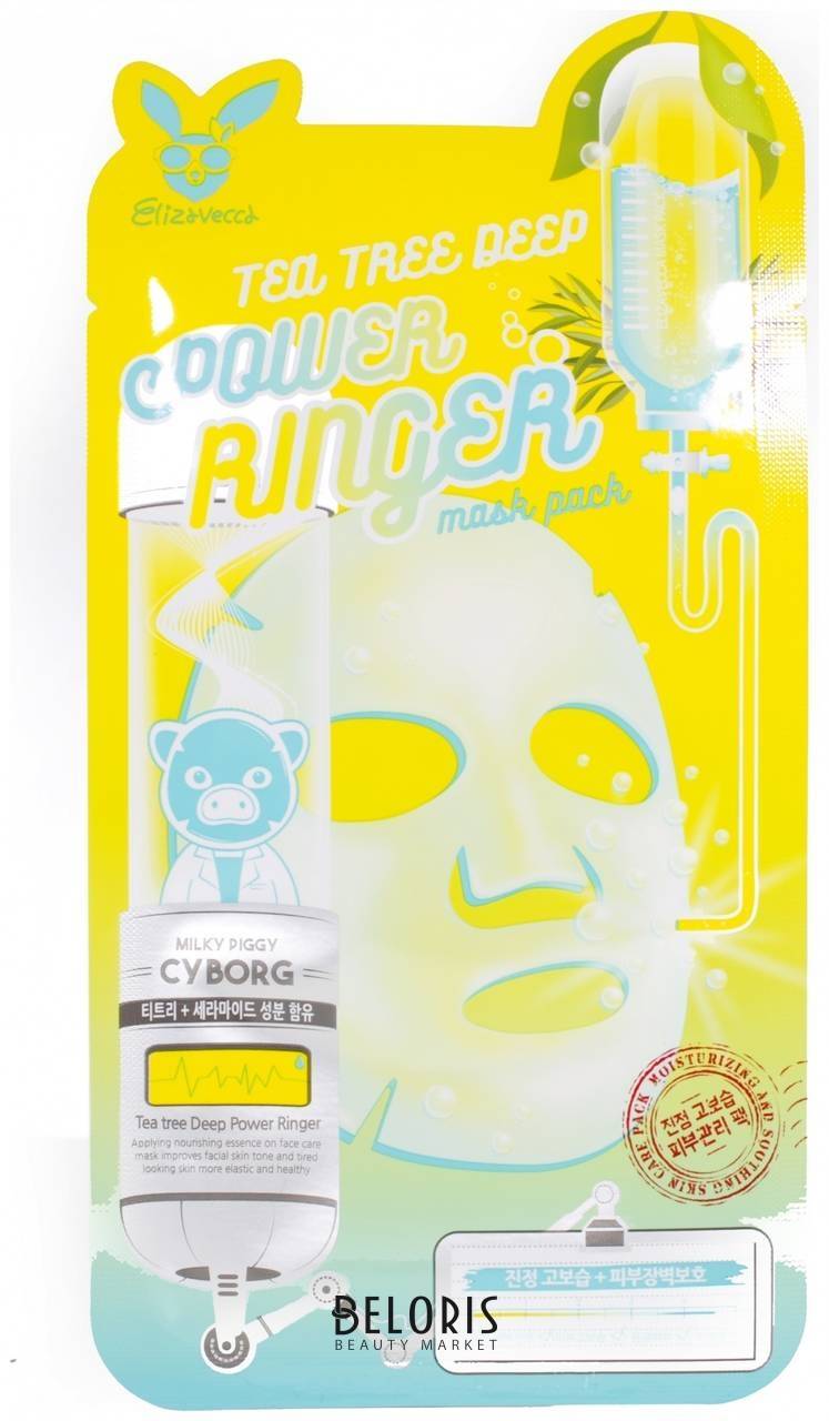 Маска для лица тканевая с экстрактом чайного дерева Power Ringer Mask Pack Tea Tree Deep Elizavecca Power Ringer