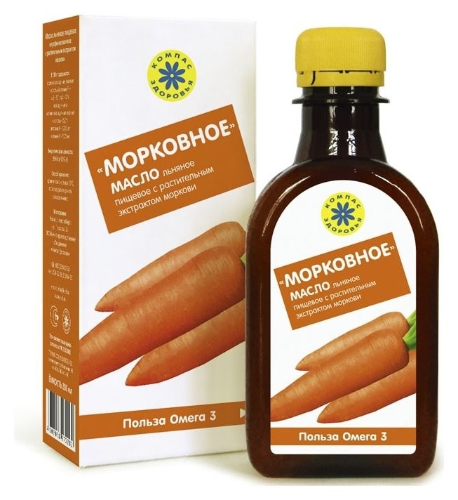 Морковное - масло льняное с экстрактом моркови Компас здоровья
