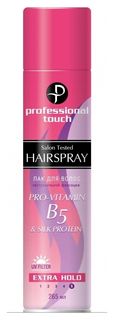 Лак для волос экстрасильная фиксация Pro-vitamin В5 Silk Protein Professional Touch