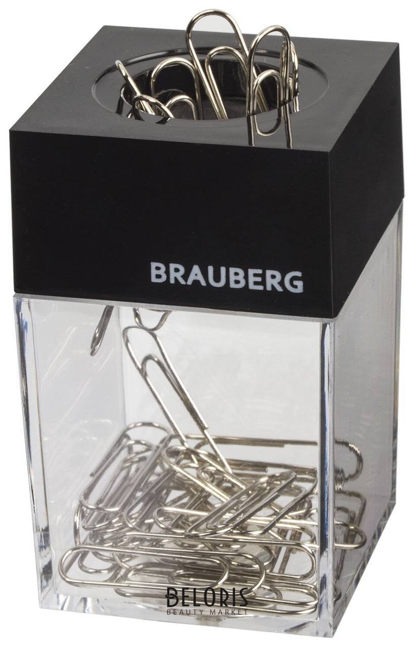 Скрепочница магнитная Brauberg с 30 скрепками, прозрачный корпус Brauberg