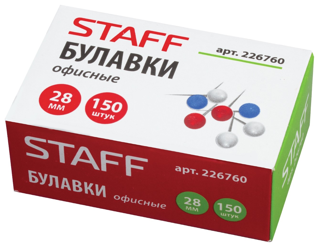 

Булавки офисные Staff, , 150 шт., в картонной коробке