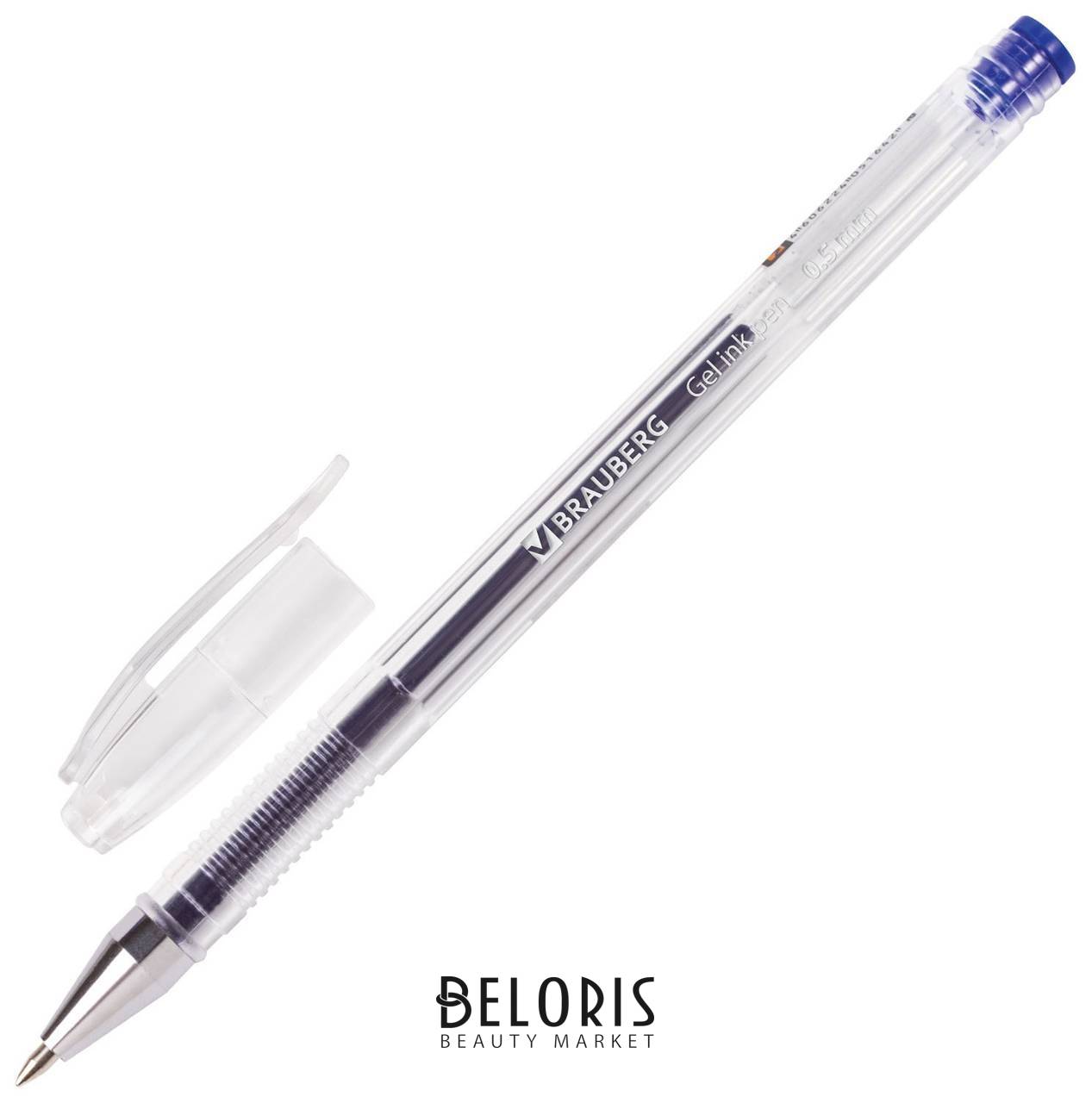 Ручка гелевая Brauberg Jet, синяя, корпус прозрачный, узел 0,5 мм, линия письма 0,35 мм Brauberg