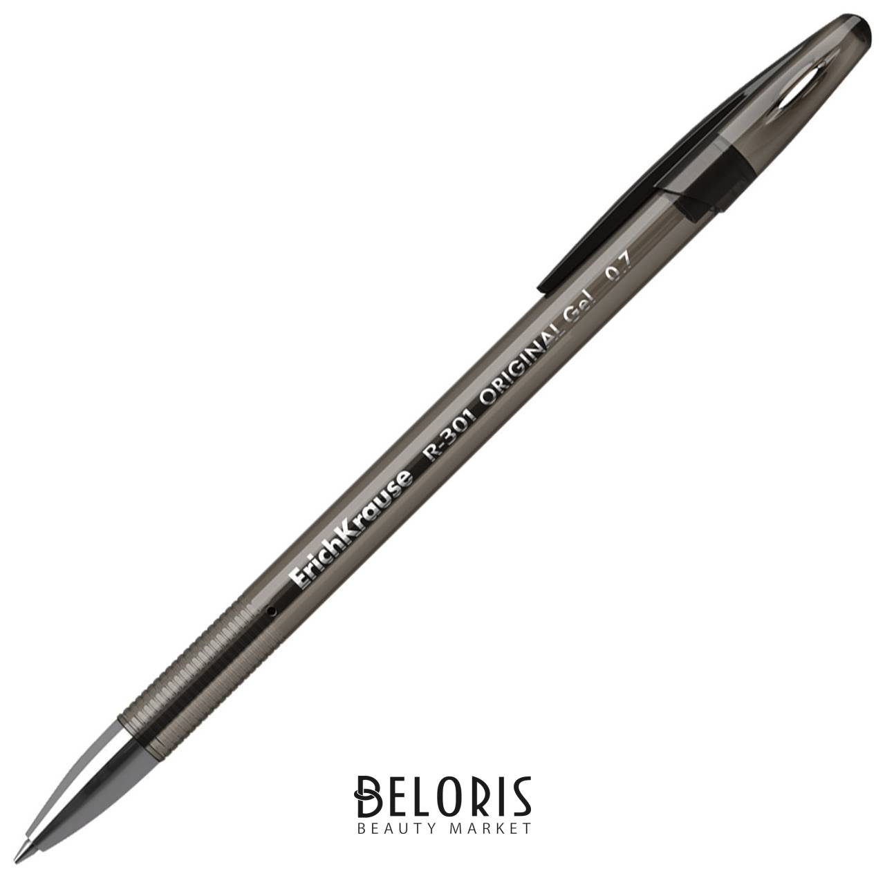Ручка гелевая Erich Krause R-301 Original Gel, черная, корпус прозрачный, узел 0,5 мм, линия письма 0,4 мм Erich krause