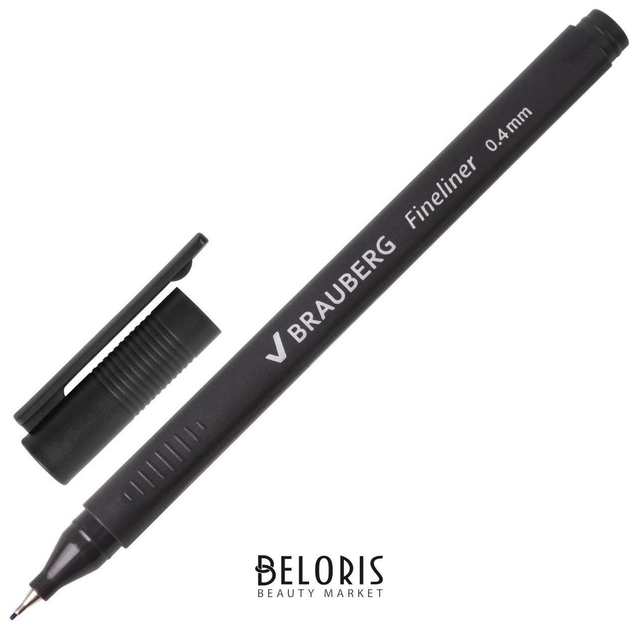 Ручка капиллярная Brauberg Carbon, черная, металлический наконечник, трехгранная, линия письма 0,4 мм Brauberg