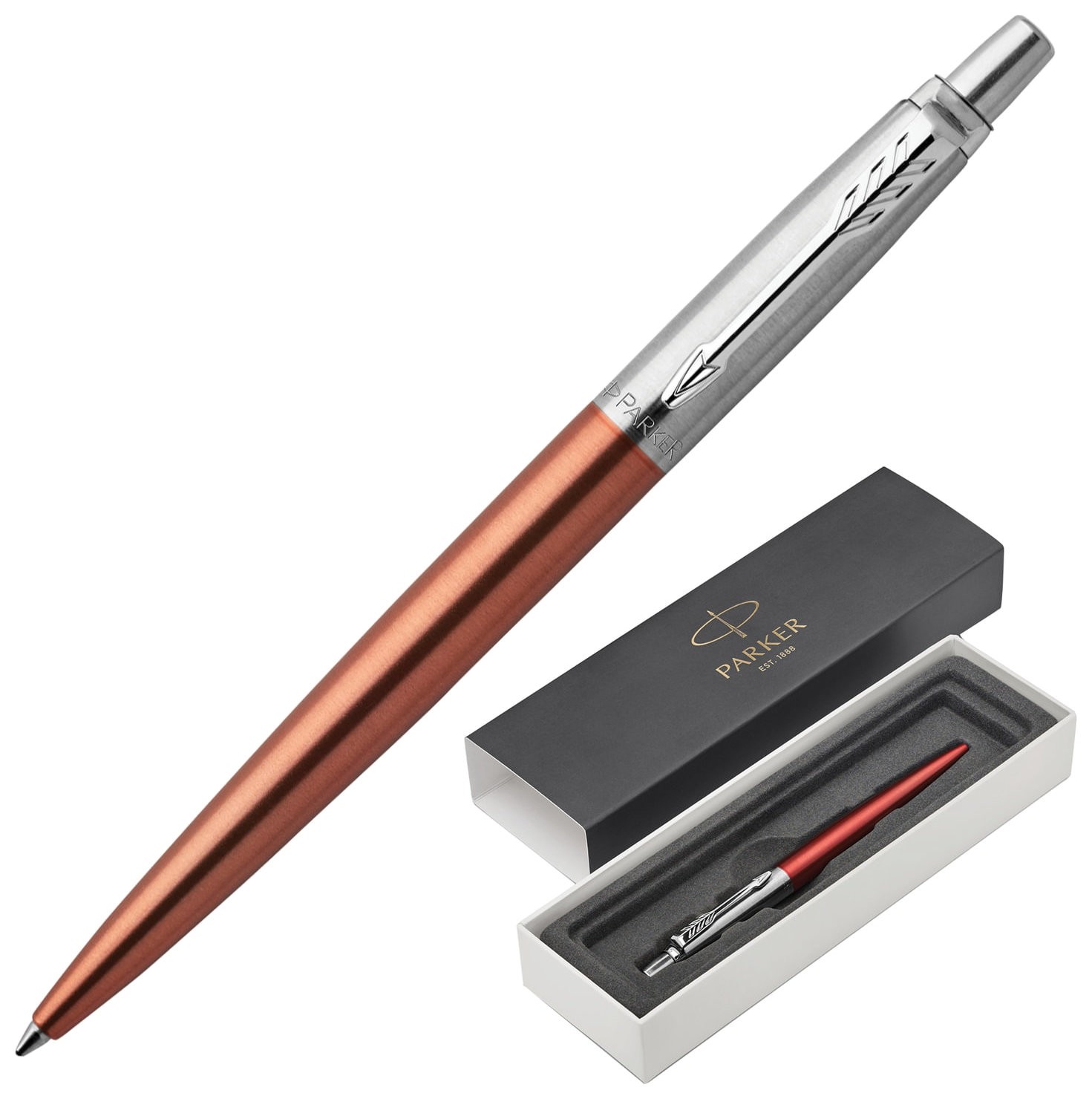 

Ручка шариковая Parker "Jotter Core Chelsea Orange Ct", корпус оранжевый, хромированные детали, синяя