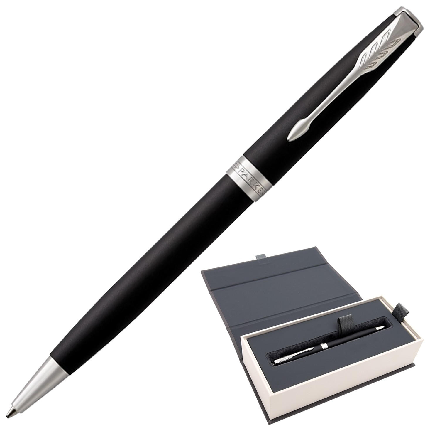 

Ручка шариковая Parker "Sonnet Core Matt Black Ct", корпус черный матовый лак, палладиевые детали, черная