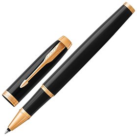 Ручка-роллер Parker "Im Core Black Lacquer Gt", корпус черный глянцевый лак, позолоченные детали, черная Parker
