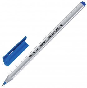 Ручка шариковая масляная Pensan "Triball", синяя, трехгранная, пишущий узел 1 мм, линия письма 0,5 мм Pensan