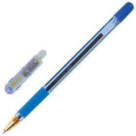 Ручка шариковая масляная с грипом Munhwa "Mc Gold", синяя, корпус тонированный синий, узел 0,7 мм, линия письма 0,5 мм  Munhwa