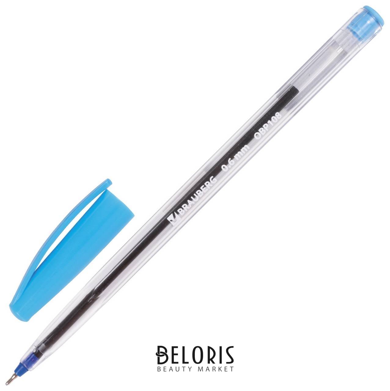 Ручка шариковая масляная Brauberg Ice, синяя, корпус прозрачный, узел 0,6 мм, линия письма 0,3 мм Brauberg
