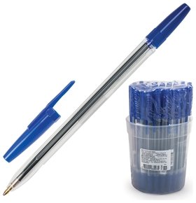 Ручка шариковая СТАММ "Оптима", синяя, корпус прозрачный, узел 1,2 мм, линия письма 1 мм Стамм