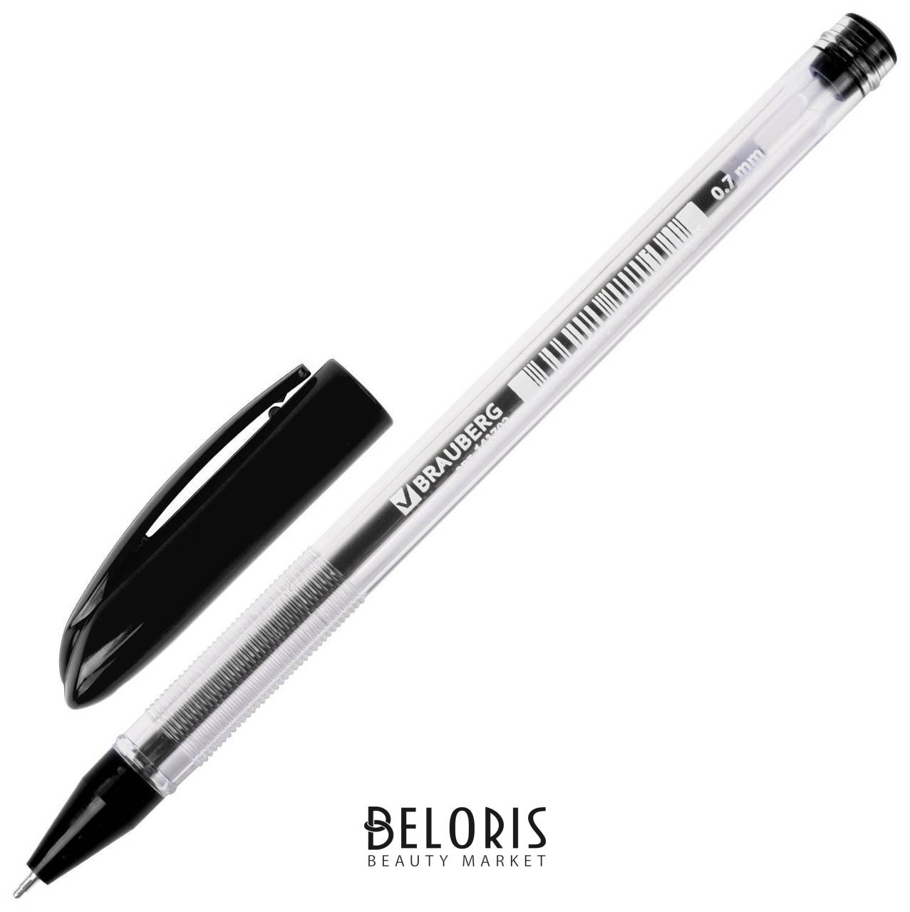 Ручка шариковая масляная Brauberg Rite-oil, черная, корпус прозрачный, узел 0,7 мм, линия письма 0,35 мм Brauberg