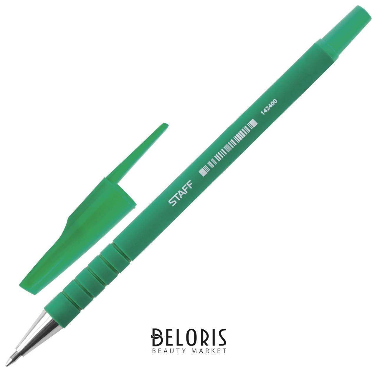 Ручка шариковая Staff, зеленая, корпус прорезиненный зеленый, узел 0,7 мм, линия письма 0,35 мм Staff