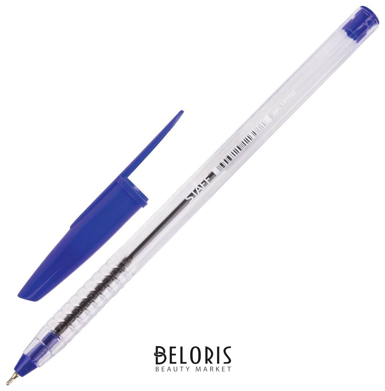 Ручка шариковая масляная Staff, синяя, корпус прозрачный, игольчатый узел 0,7 мм, линия письма 0,35 мм Staff