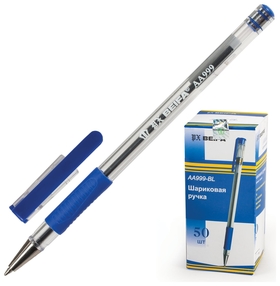 Ручка шариковая с грипом Beifa, синяя, корпус прозрачный, узел 0,7 мм, линия письма 0,5 мм  Beifa