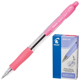 Ручка шариковая масляная автоматическая с грипом Super Grip, цвет дизайна розовый Pilot