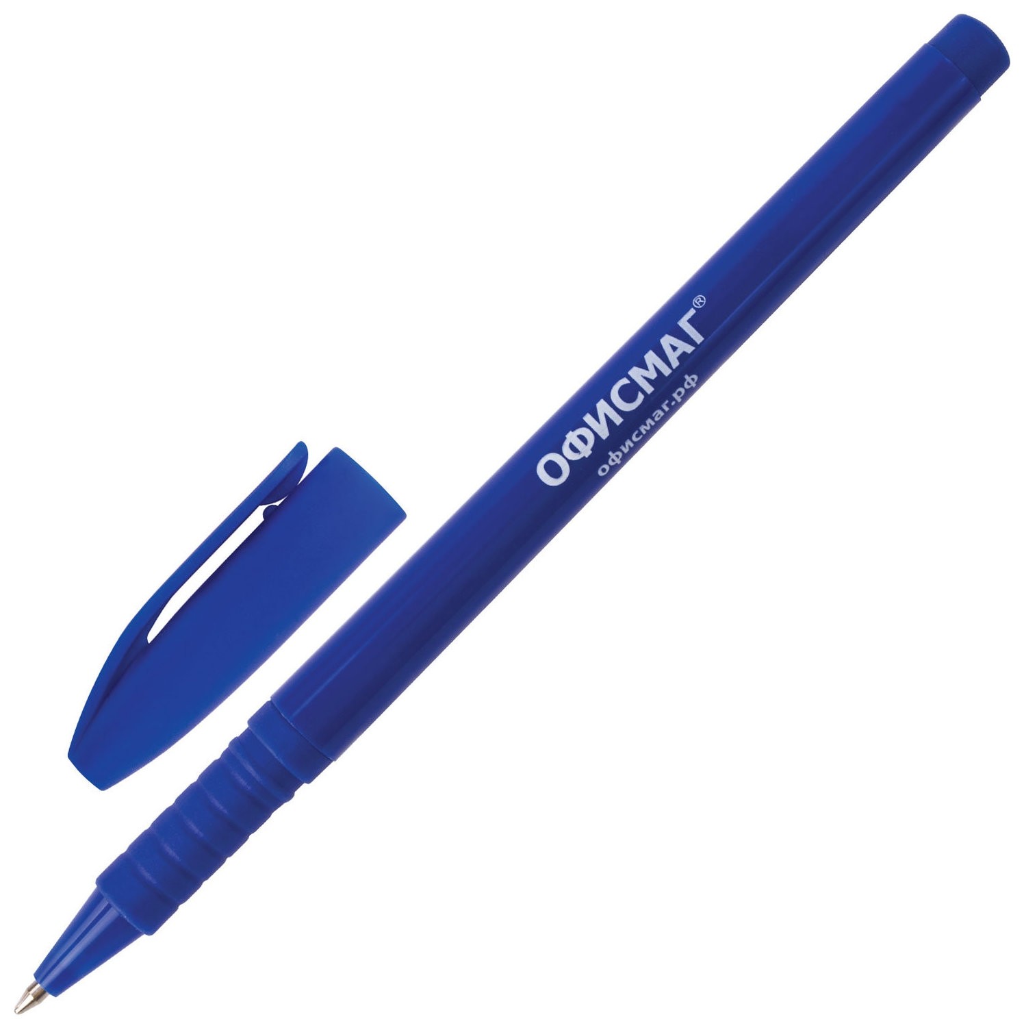 Ручка шариковая с грипом Офисмаг, синяя, корпус синий, узел 0,7 мм, линия письма 0,35 мм