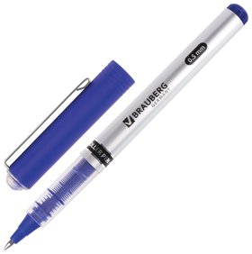 Ручка-роллер Brauberg "Flagman", синяя, корпус серебристый, хромированные детали, узел 0,5 мм, линия письма 0,3 мм Brauberg