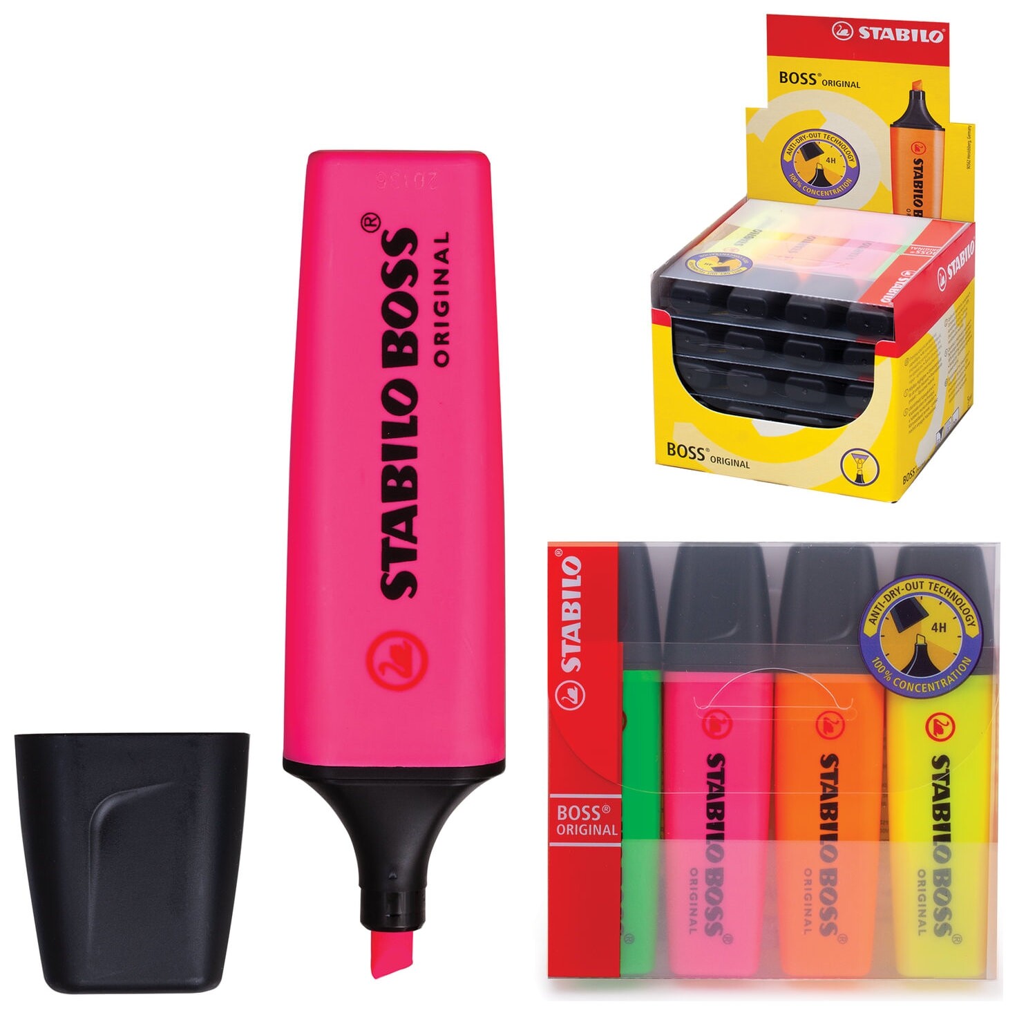Набор текстовыделителей Boss, 4 цвета  Stabilo