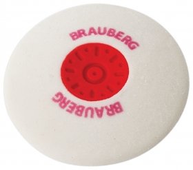 Ластик Brauberg "Energy", 30х30х8 мм, белый, круглый, термопластичная резина, пластиковый держатель Brauberg