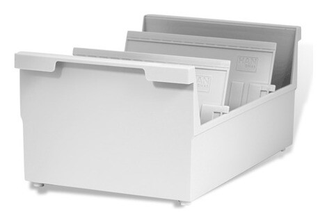 Картотека пластиковая формат А5 (210х148 мм) горизонтальная на 1000 карт, серая, Han Han