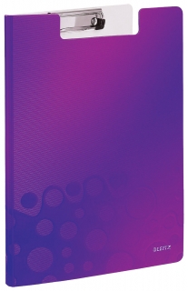 Папка-планшет Leitz "Wow", с верхним прижимом и крышкой, A4, 330х230 мм, полифом, фиолетовая Leitz