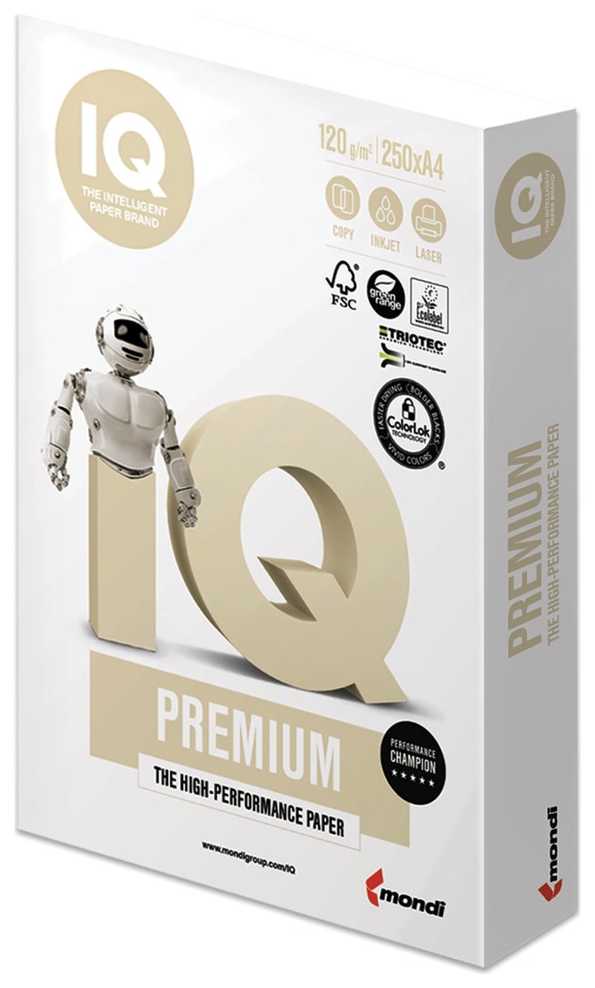 

Бумага IQ PREMIUM, А4, 120 г/м2, 250 листов, класс "А", Австрия, белизна 170% (CIE)