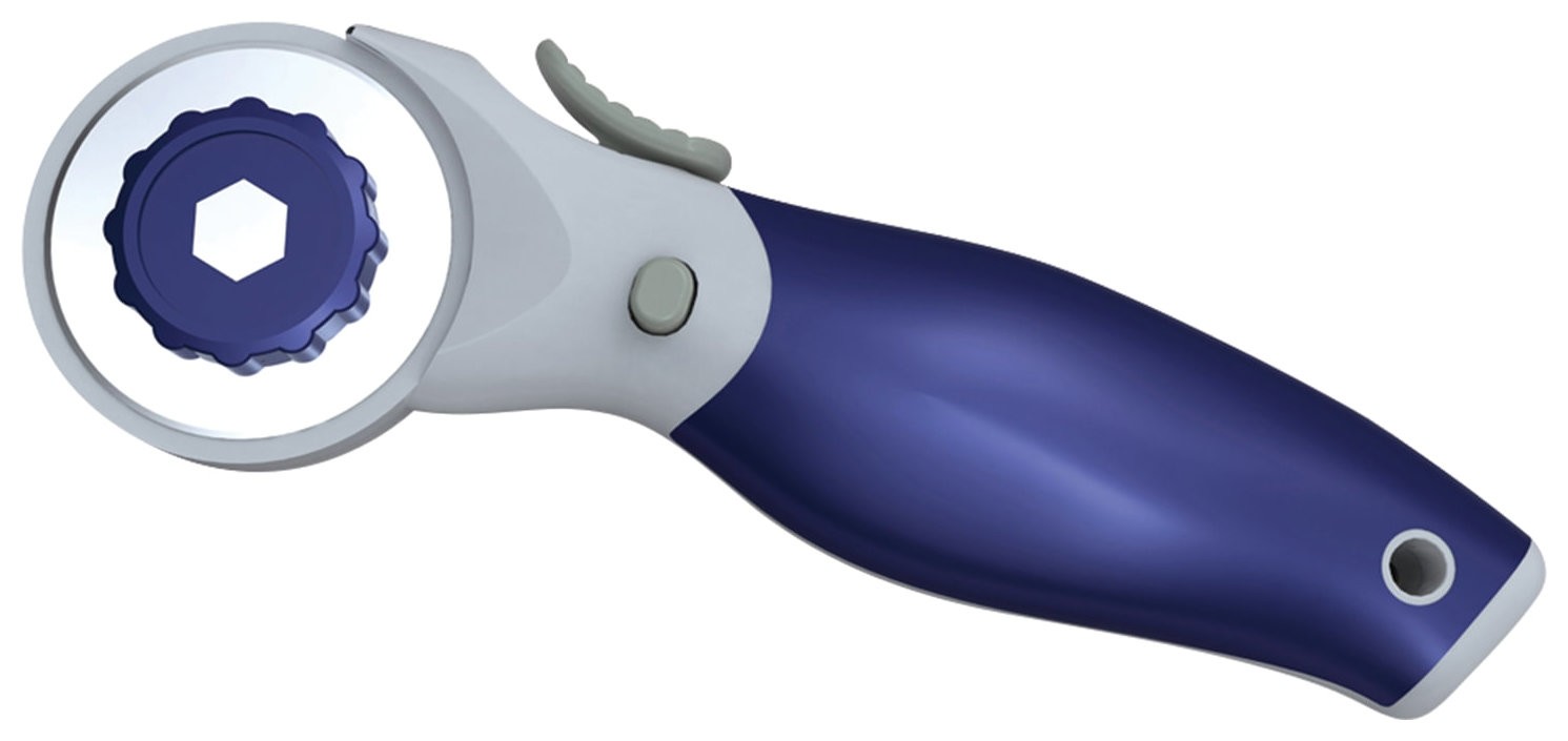 Нож роликовый Kw-trio (С круглым лезвием), диаметр лезвия 45 мм, цвет серо-синий