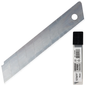 Лезвия для ножей 18 мм комплект 10 шт., толщина лезвия 0,38 мм, в пластиковом пенале, Staff Staff