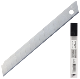 Лезвия для ножей 9 мм комплект 10 шт., толщина лезвия 0,38 мм, в пластиковом пенале, Staff Staff