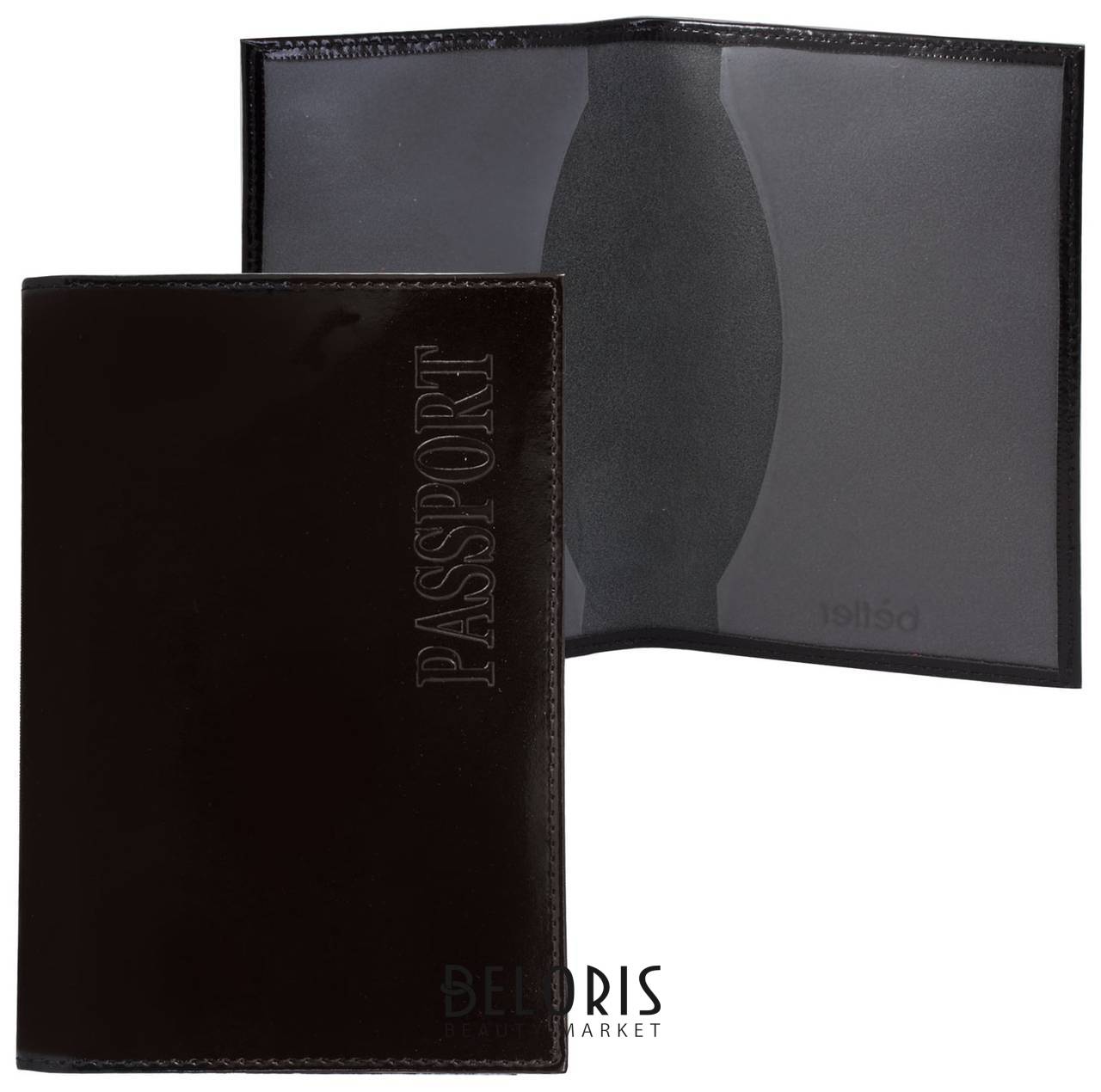 Обложка для паспорта Classic, тиснение Passport, натуральная кожа, цвет черный Befler