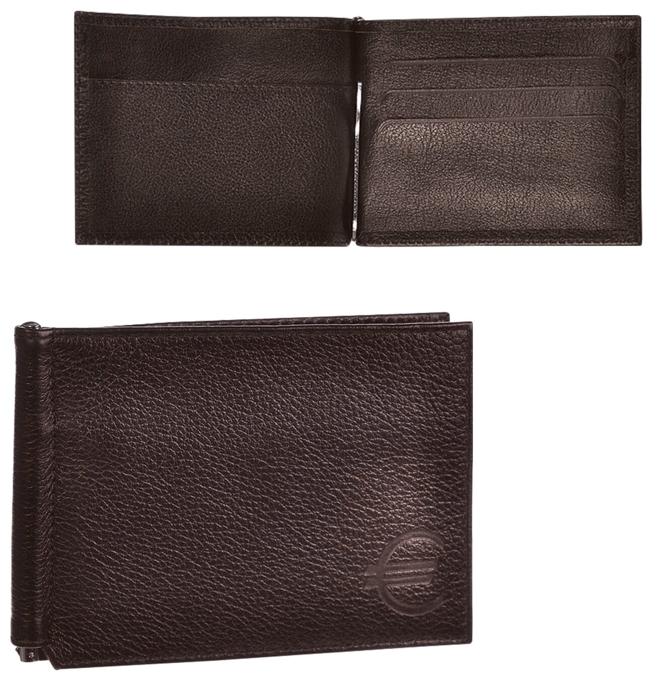 Зажим для купюр Befler "Грейд", натуральная кожа, тиснение, 120х86 мм, коричневый Befler