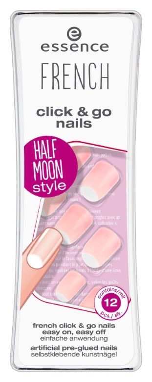 Накладные ногти на клейкой основе French Manicure Click & Go Nails Half Moon Style Essence