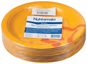 Одноразовые тарелки диаметр 230 мм, комплект 50 шт., картон, холодное / горячее, Хухтамаки "Whizz" Huhtamaki