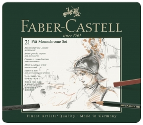 Набор художественный Faber-castell "Pitt Monochrome", 21 предмет, металлическая коробка Faber-castell