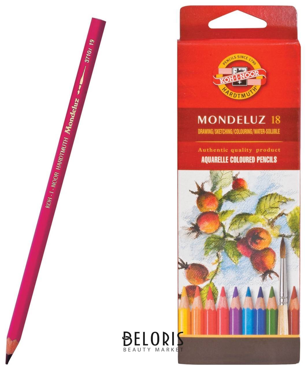 Карандаши цветные акварельные художественные 18 цветов, 3,8 мм Mondeluz Koh-i-noor