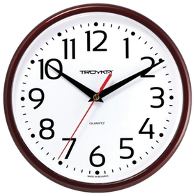 Часы настенные TROYKA 91931912, круг, белые, коричневая рамка, 23х23х4 см Troyka