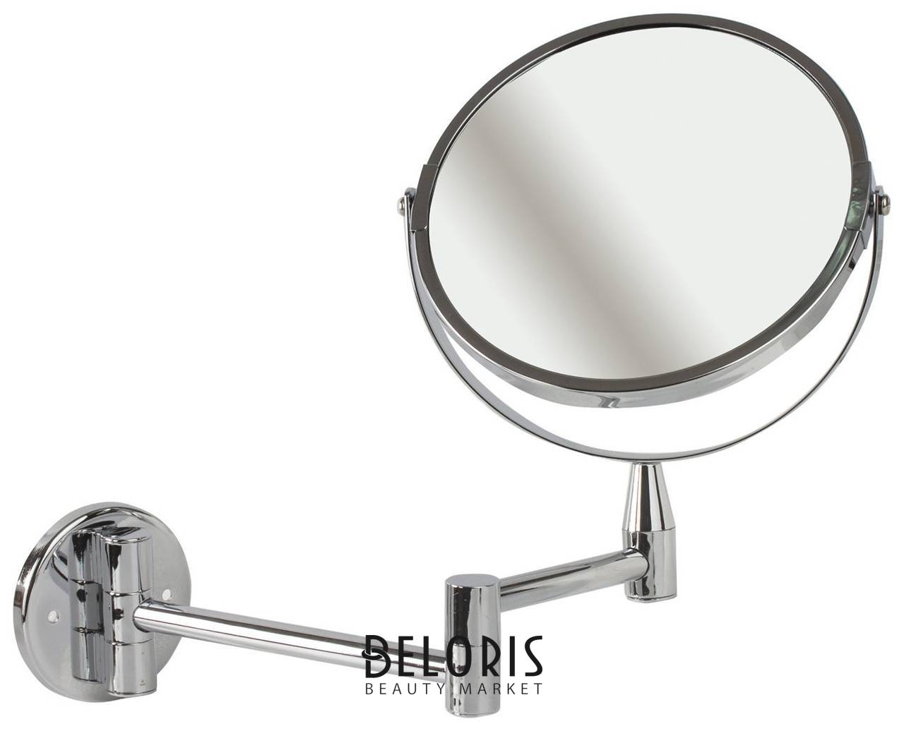 Зеркало настенное Brabix, диаметр 17 см, двухстороннее, с увеличением, нержавеющая сталь, выдвижное (петли) Brabix