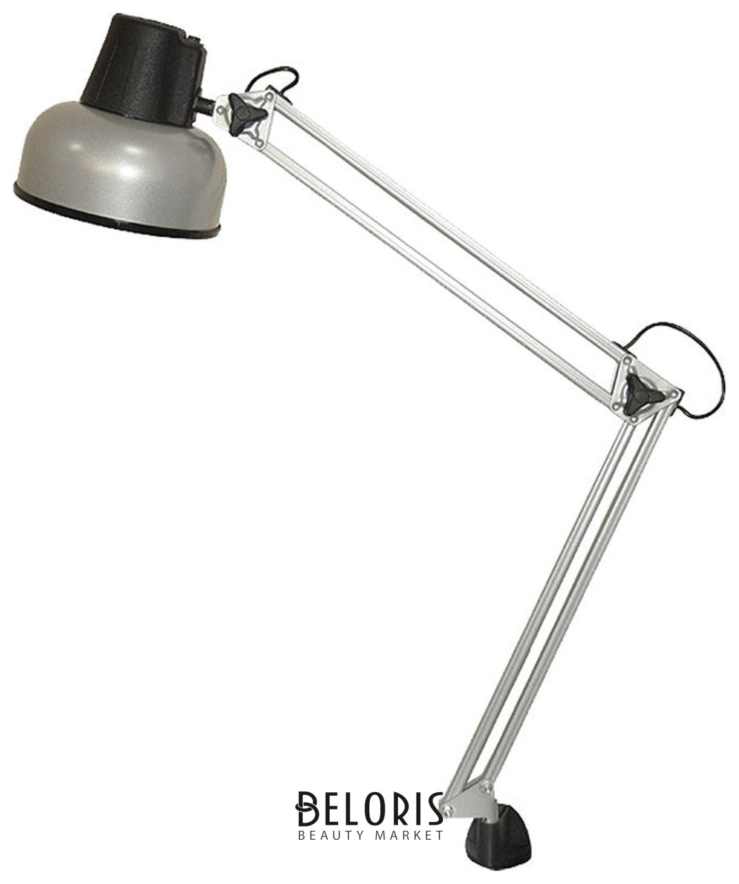 Светильник настольный Бета, на струбцине, лампа накаливания / люминесцентная / светодиодная, до 60 Вт, серебристый, высота 70 см, Е27 Трансвит