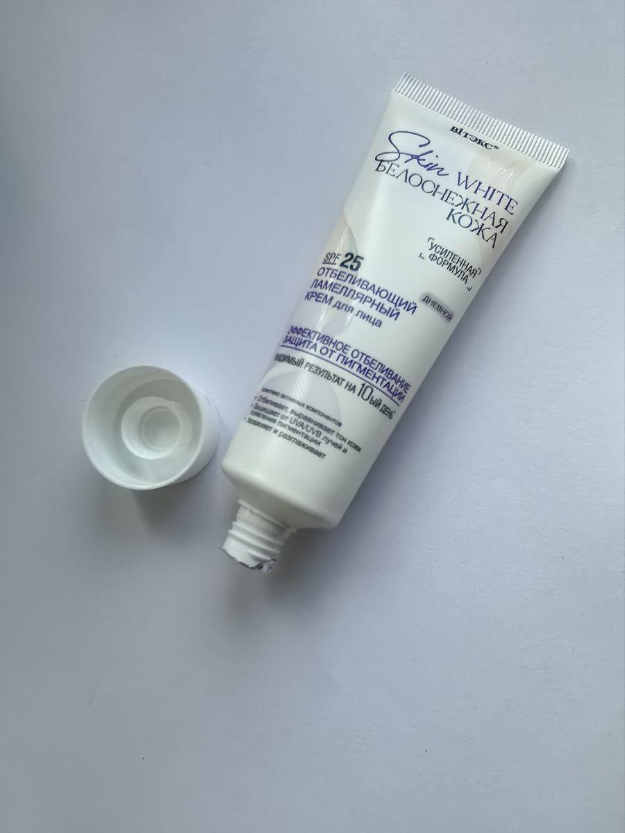 Отзыв на товар: Крем для лица Дневной SPF25 отбеливающий ламеллярный Skin White Белоснежная Кожа. Белита - Витэкс.