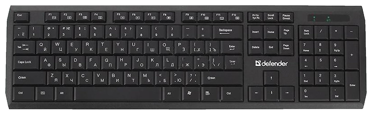 Набор беспроводной DEFENDER Harvard C-945 Nano, клавиатура, мышь 3 кнопки+1 колесо-кнопка, черный