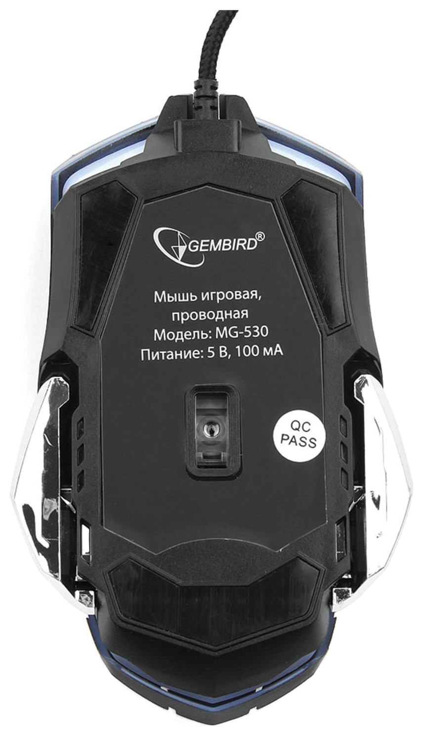 Мышь проводная игровая Gembird Mg-530, Usb, 5 кнопок + 1 колесо-кнопка, оптическая, черная