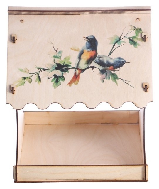 Кормушка для птиц Птички на ветке, с принтом, 24x24x27 см