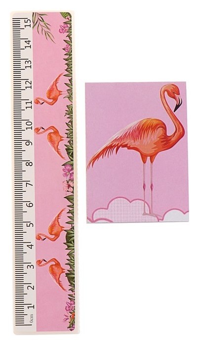 Набор настольный детский Фламинго (подставка + 2 карандаша + линейка + точилка + ластик + блокнот 8 листов)