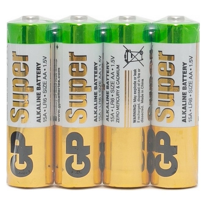 Батарейка алкалиновая GP Super, AA, Lr6-4s, 1.5в, спайка, 4 шт.
