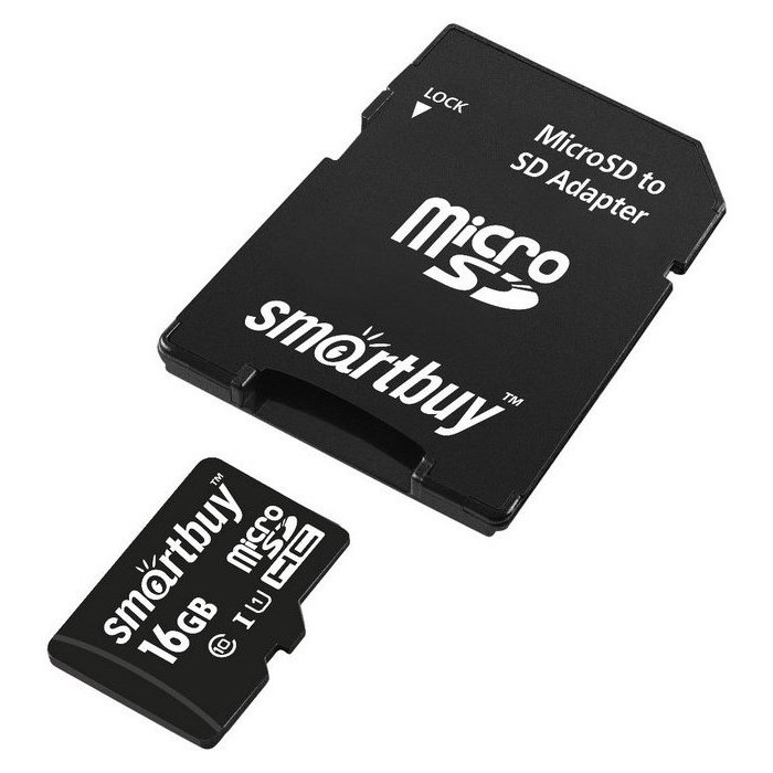 Карта памяти Smartbuy Microsd, 16 Гб, Sdhc, класс 10, с адаптером SD