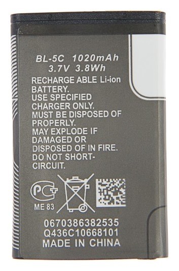 Аккумулятор Luazon Bl-5c, для портативных колонок, мобильных устройств, 3.7 В, 1020 мАч