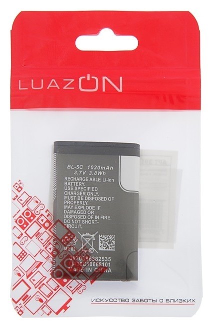 Аккумулятор Luazon Bl-5c, для портативных колонок, мобильных устройств, 3.7 В, 1020 мАч