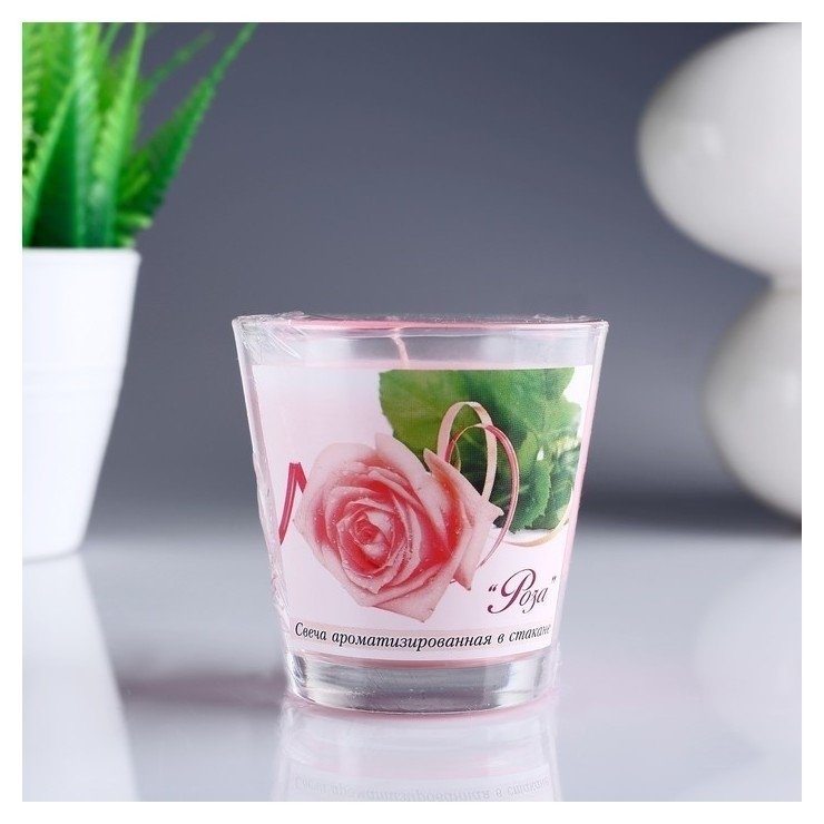 Свеча ароматизированная в стакане Роза